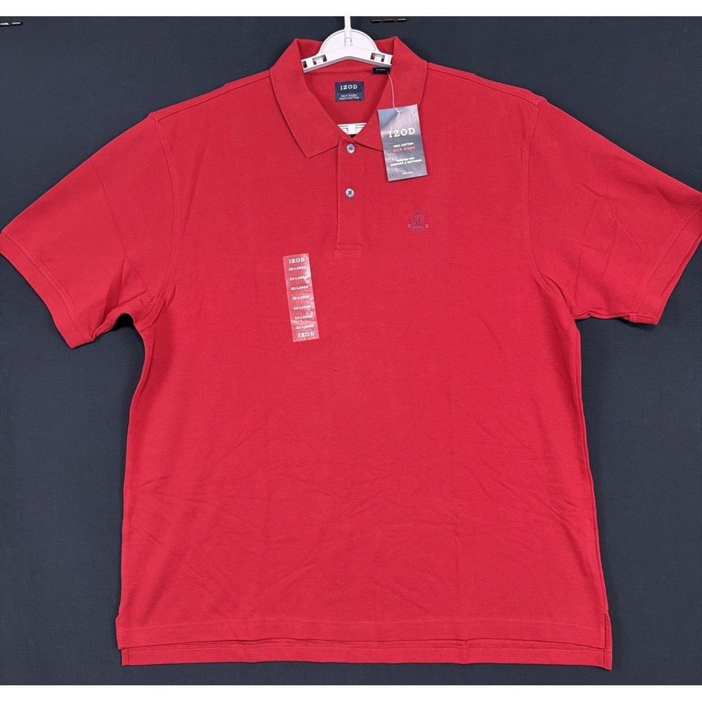 NWT Izod XXL Polo Shirt 2XL Silk Wash No Fade Red